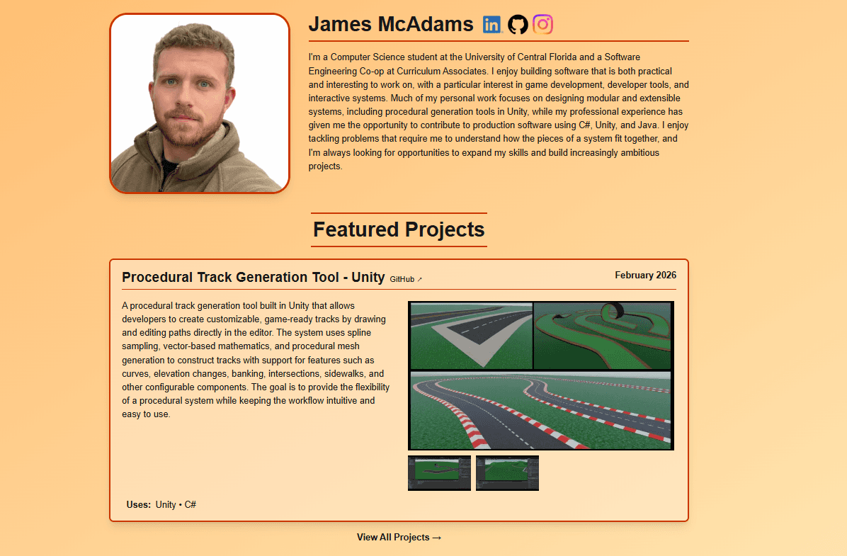 Screenshot of Home page